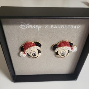 NEW Disney x Baublebar Mickey Mouse Santa Claus Christmas Holiday Stud Earrings